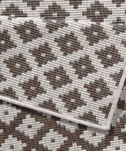 Loper binnen & buiten ruiten Nizza - bruin/crème - close up vouw, thumbnail