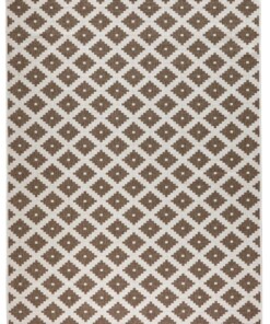 Binnen & buiten vloerkleed ruiten Nizza - bruin/crème - overzicht boven, thumbnail