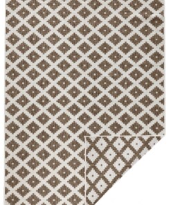 Binnen & buiten vloerkleed ruiten Nizza - bruin/crème - overzicht boven, thumbnail