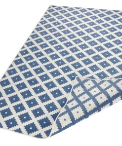 Binnen & buiten vloerkleed ruiten Nizza - blauw/crème - overzicht schuin, thumbnail Binnen & buiten vloerkleed ruiten Nizza - blauw/crème - overzicht schuin, thumbnail