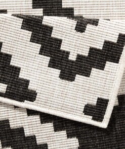 Loper binnen & buiten ruiten Malta - zwart/crème - close up, thumbnail Loper binnen & buiten ruiten Malta - zwart/crème - close up, thumbnail