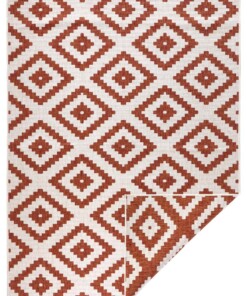 Binnen & buiten vloerkleed ruiten Malta - terracotta/crème - overzicht boven, thumbnail