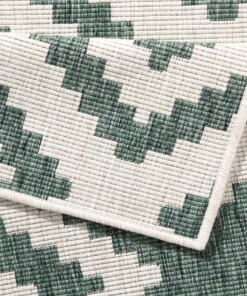 Loper binnen & buiten ruiten Malta - groen/crème - close up, thumbnail Loper binnen & buiten ruiten Malta - groen/crème - close up, thumbnail