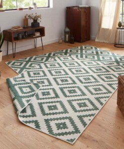 Binnen & buiten vloerkleed ruiten Malta - groen/crème - sfeer, thumbnail Binnen & buiten vloerkleed ruiten Malta - groen/crème - sfeer, thumbnail