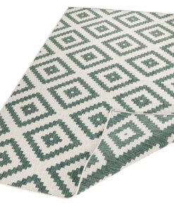 Binnen & buiten vloerkleed ruiten Malta - groen/crème - overzicht schuin, thumbnail Binnen & buiten vloerkleed ruiten Malta - groen/crème - overzicht schuin, thumbnail