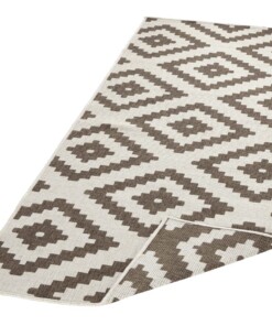 Loper binnen & buiten ruiten Malta - bruin/crème - overzicht schuin, thumbnail