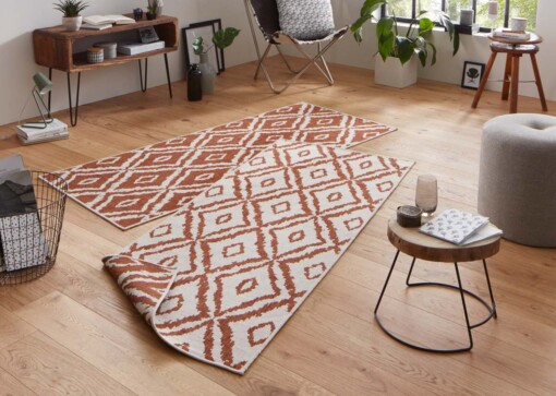 Loper binnen & buiten ruiten Rio - terracotta/crème - sfeer