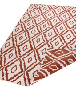 Binnen & buiten vloerkleed ruiten Rio - terra/crème - overzicht schuin, thumbnail