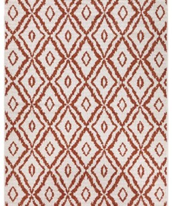 Binnen & buiten vloerkleed ruiten Rio - terra/crème - overzicht boven, thumbnail