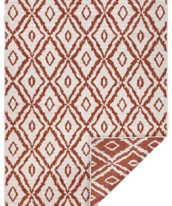 Binnen & buiten vloerkleed ruiten Rio - terra/crème - overzicht boven, thumbnail