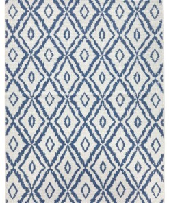 Binnen & buiten vloerkleed ruiten Rio - blauw/crème - overzicht boven, thumbnail