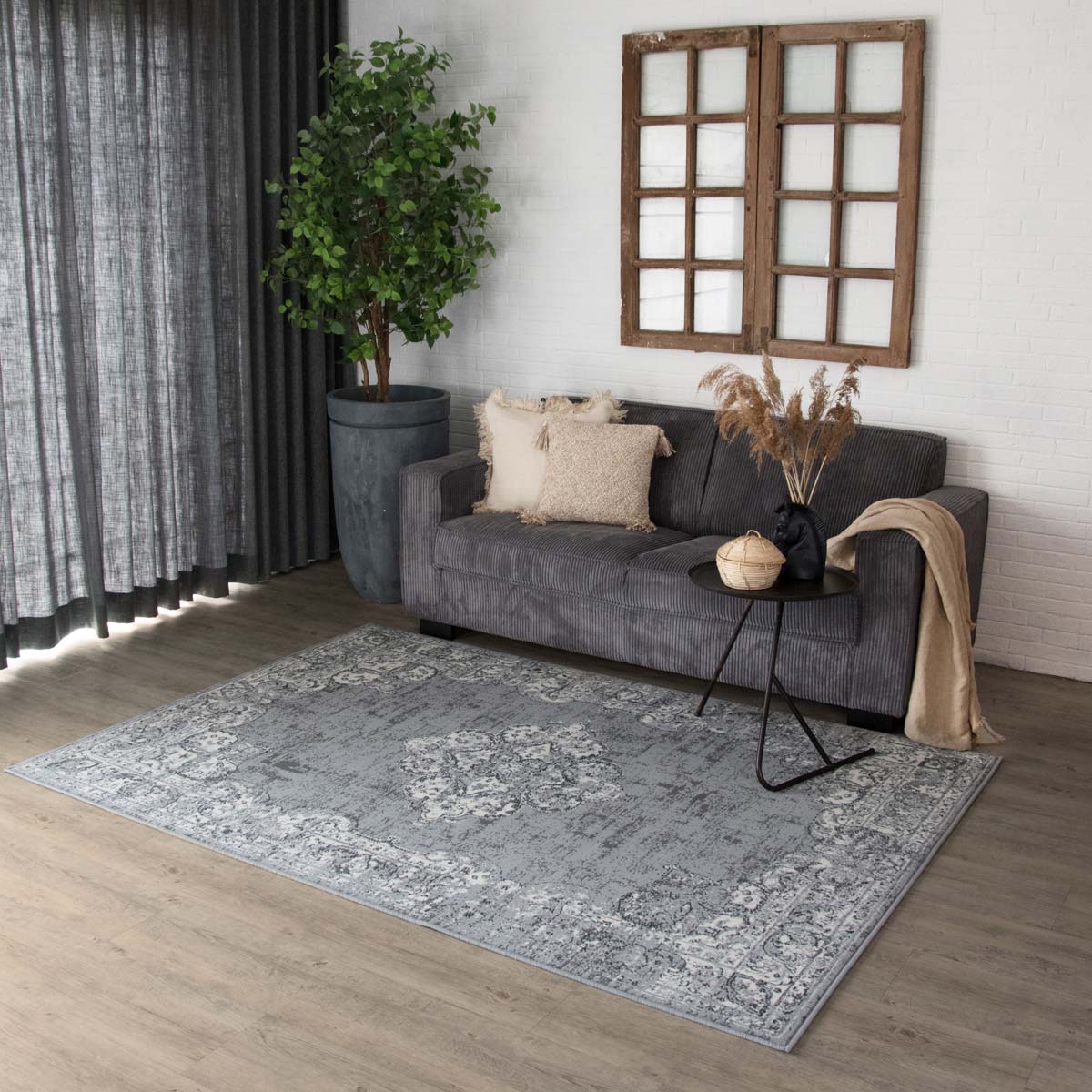 Vintage Vloerkleed Antiq Joy de Vivre grijs 80x150 cm