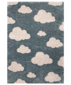 Kindervloerkleed wolken Vini - blauw/crème - overzicht schuin, thumbnail