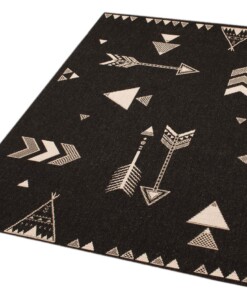 Kindervloerkleed Pijlen Vini - zwart - overzicht schuin, thumbnail