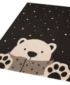 Kindervloerkleed ijsbeer Vini - zwart - overzicht schuin, thumbnail