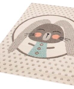 Kindervloerkleed konijn Vini - crème - overzicht schuin, thumbnail