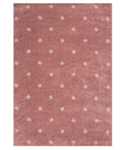 Vloerkleed stippen Vini - roze - overzicht schuin