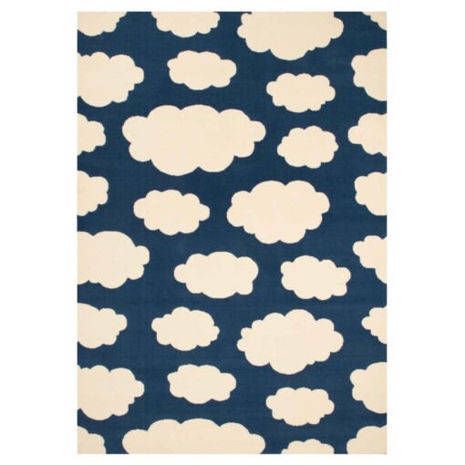 Vloerkleed wolken Bambini - blauw/crème - overzicht boven