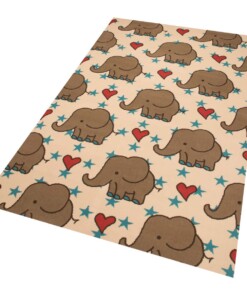 Vloerkleed olifant Bambini - crème/bruin - overzicht schuin