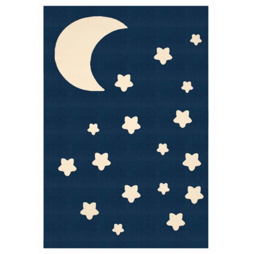 Vloerkleed maan Bambini - blauw - overzicht boven