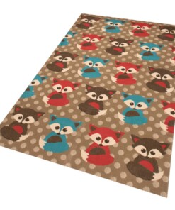 Vloerkleed vos Bambini - bruin/rood - overzicht schuin, thumbnail