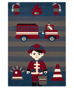 Vloerkleed brandweerman Bambini - rood/blauw - overzicht boven
