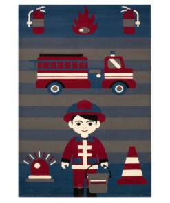 Vloerkleed brandweerman Bambini - rood/blauw - overzicht boven, thumbnail
