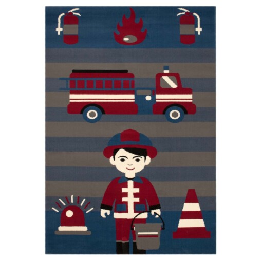 Vloerkleed brandweerman Bambini - rood/blauw - overzicht boven