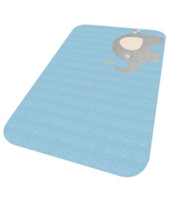 Vloerkleed olifant Niños - blauw - Wasbaar 30°C - overzicht schuin