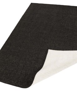 Binnen & buiten vloerkleed effen Miami - zwart/crème - overzicht schuin, thumbnail