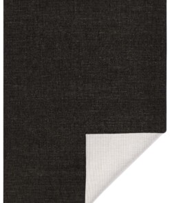 Binnen & buiten vloerkleed effen Miami - zwart/crème - overzicht boven, thumbnail