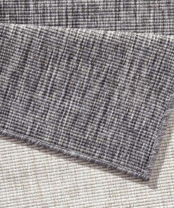 Binnen & buiten vloerkleed effen Miami - grijs/crème - close up, thumbnail