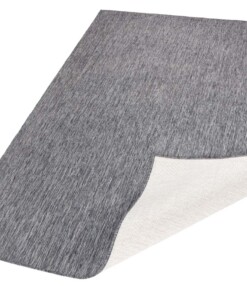 Binnen & buiten vloerkleed effen Miami - grijs/crème - overzicht schuin, thumbnail