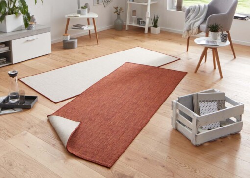 Loper binnen & buiten effen Miami - terracotta/crème - sfeer