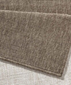 Binnen & buiten vloerkleed effen Miami - bruin/crème - close up, thumbnail