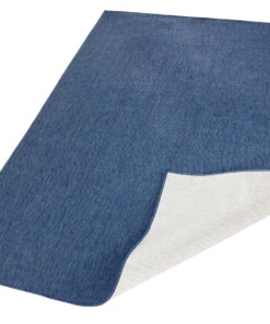 Binnen & buiten vloerkleed effen Miami - blauw/crème - overzicht schuin, thumbnail Binnen & buiten vloerkleed effen Miami - blauw/crème - overzicht schuin, thumbnail