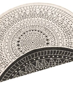 Rond binnen & buiten vloerkleed Porto - zwart/crème - overzicht boven, thumbnail Rond binnen & buiten vloerkleed Porto - zwart/crème - overzicht boven, thumbnail