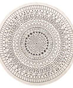 Rond binnen & buiten vloerkleed Porto - zwart/crème - overzicht boven, thumbnail Rond binnen & buiten vloerkleed Porto - zwart/crème - overzicht boven, thumbnail