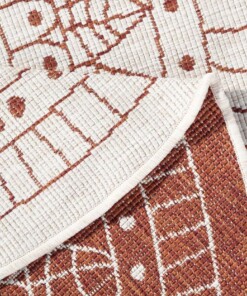 Rond binnen & buiten vloerkleed Porto - Terracotta/crème - close up