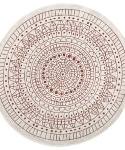 Rond binnen & buiten vloerkleed Porto - Terracotta/crème - overzicht boven, thumbnail Rond binnen & buiten vloerkleed Porto - Terracotta/crème - overzicht boven, thumbnail