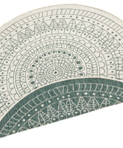 Rond binnen & buiten vloerkleed Porto - groen/crème - overzicht schuin, thumbnail