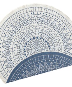 Rond binnen & buiten vloerkleed Porto - blauw/crème - overzicht boven, thumbnail Rond binnen & buiten vloerkleed Porto - blauw/crème - overzicht boven, thumbnail