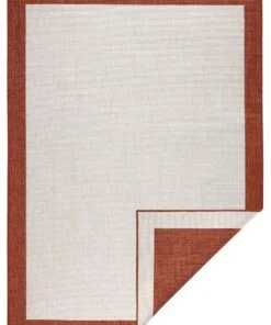 Binnen & buiten vloerkleed Panama - terracotta/crème - overzicht boven