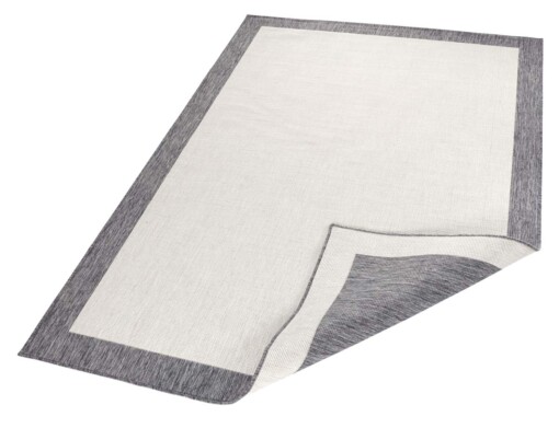 Binnen & buiten vloerkleed Panama - grijs/crème - overzicht schuin