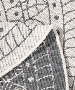 Rond binnen & buiten vloerkleed Porto - grijs/crème - close up, thumbnail