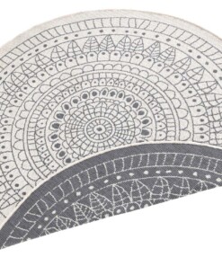 Rond binnen & buiten vloerkleed Porto - grijs/crème - overzicht schuin, thumbnail