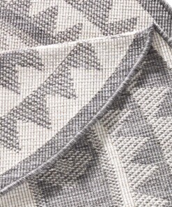 Rond binnen & buiten vloerkleed Jamaica - grijs/crème - close up, thumbnail