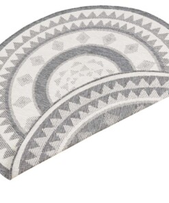 Rond binnen & buiten vloerkleed Jamaica - grijs/crème - overzicht schuin, thumbnail