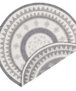 Rond binnen & buiten vloerkleed Jamaica - grijs/crème - overzicht boven, thumbnail