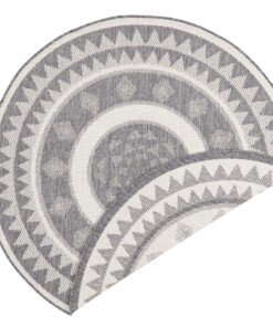 Rond binnen & buiten vloerkleed Jamaica - grijs/crème - overzicht boven, thumbnail
